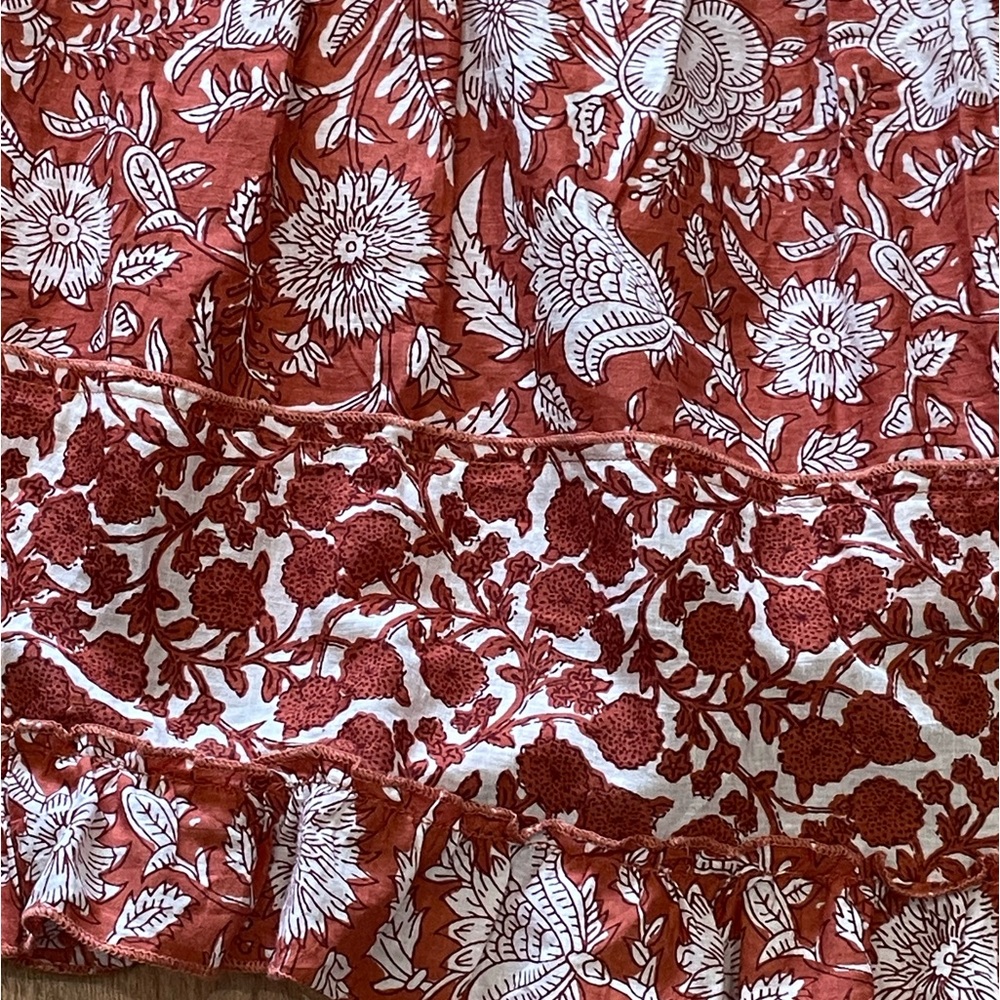 Uncle Frank by Ivy Jane Anthropologie Ruffle Floral Boho Tunic Swing Dress L - Picture 10 of 13